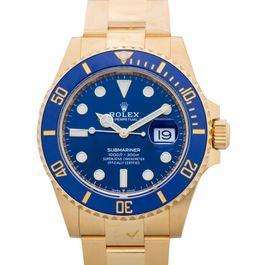 Gold rolex discount with blue dial